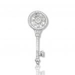Platinum plated silver 925° key necklace with white zircon(code PZB107011)